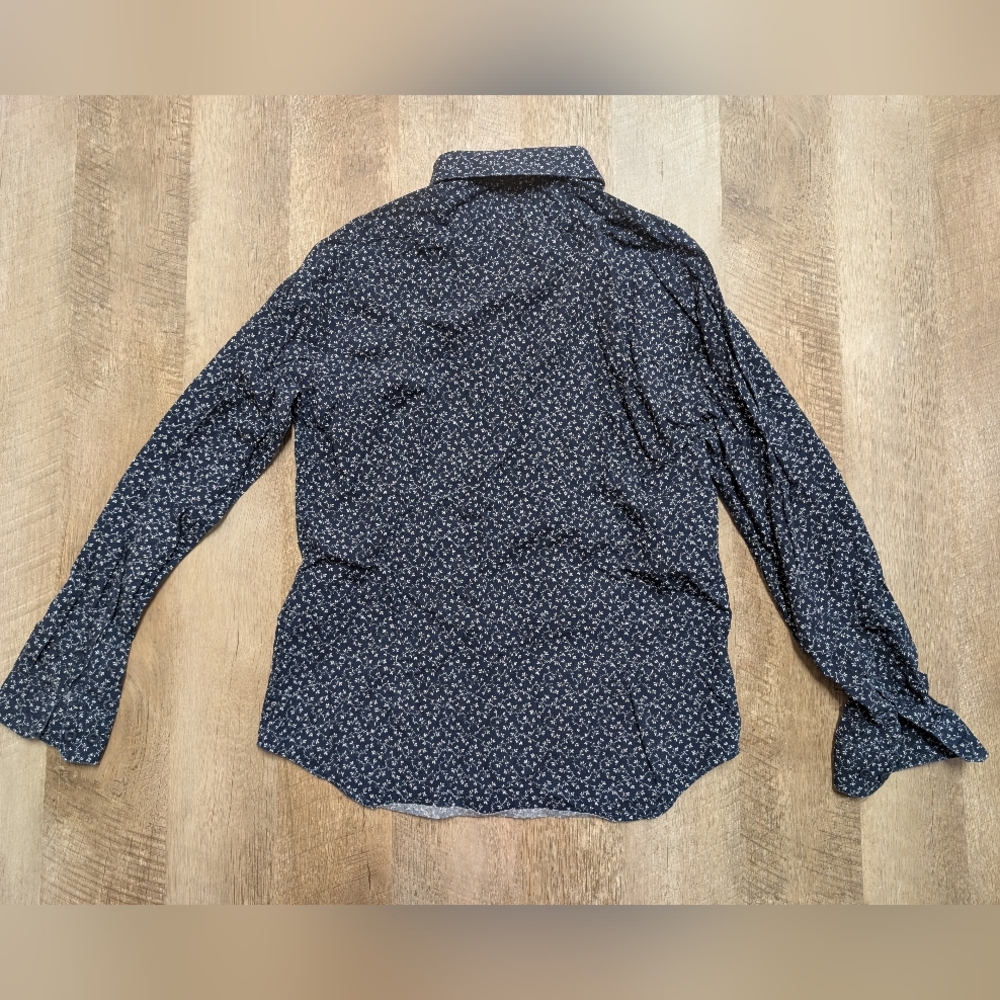 Express Men's Navy Blue Patterned Button Down Shi… - image 8